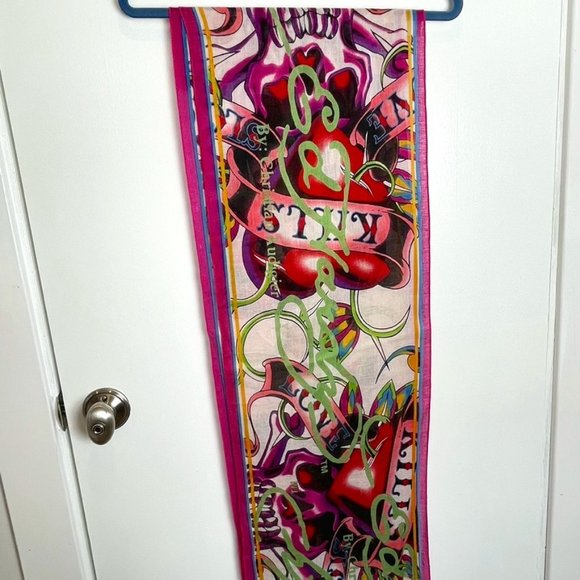 Ed Hardy scarf designed by Christian Audigier.  Cotton. - Picture 1 of 10